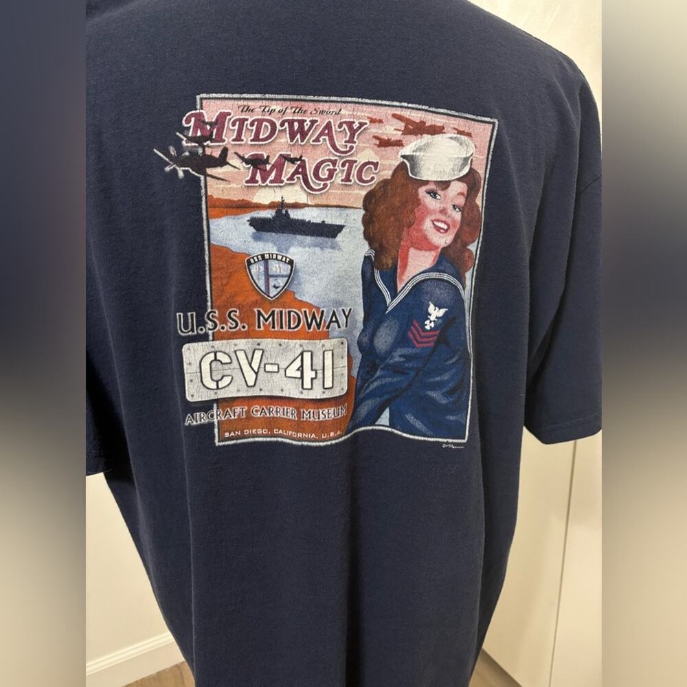 USS Midway CV-41 Navy Graphic T-Shirt Short Sleeve Man 2XL - Picture 4 of 5